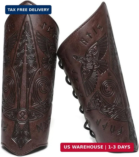 Medieval leather bracers - leather,
